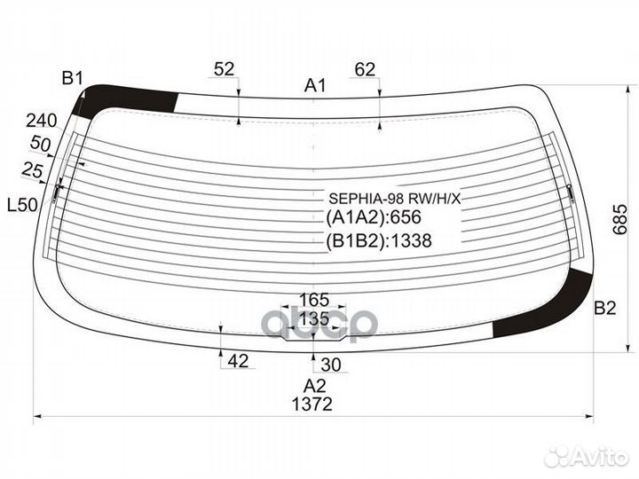 Стекло заднее с обогревом KIA sephia 4D 98-04 S