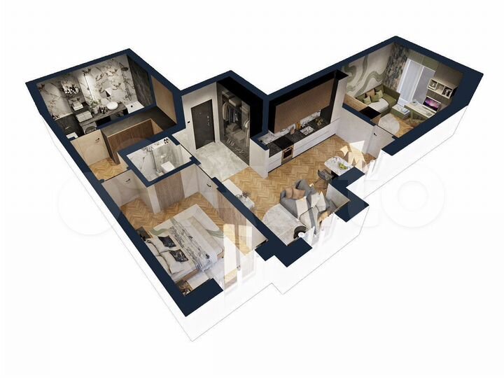 3-к. квартира, 65,3 м², 7/19 эт.