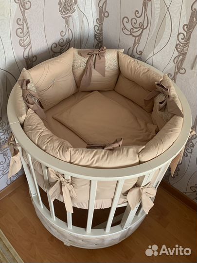 Детская кроватка трансформер круглая