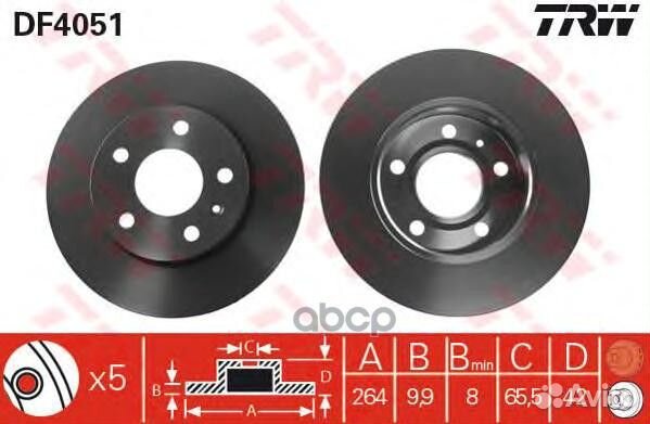 DF4051 диск тормозной задний Opel Astra 1.6-2