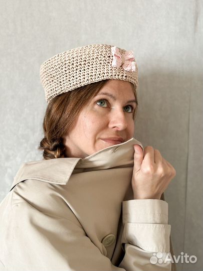 Шапка морячка, шляпка из рафии, панама из рафии