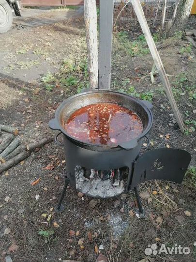 Казан чугунный 6л с печкой с трубой