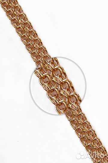 Золотой браслет Двойной бисмарк, полновесный, замок коробочка, длина 19 см, вес 4,92г*