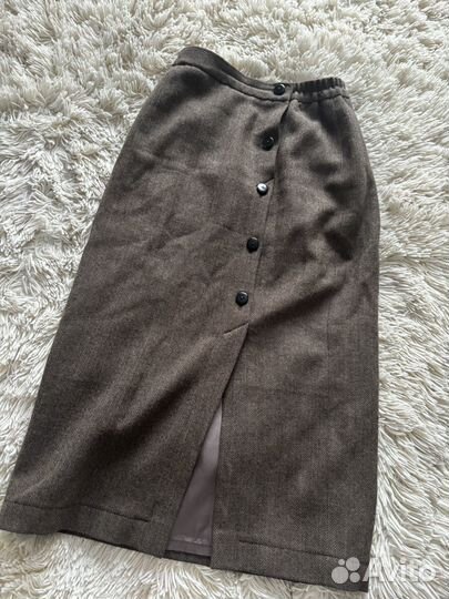 Шерстяная коричневая юбка daisyknit s