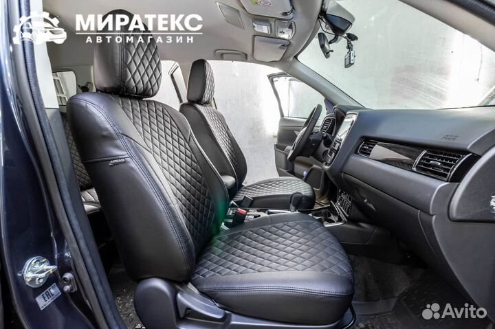 Авточехлы экокожа Митсубиси Аутлендер 3 / Ромб