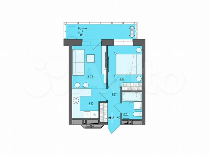 2-к. квартира, 31,5 м², 17/25 эт.