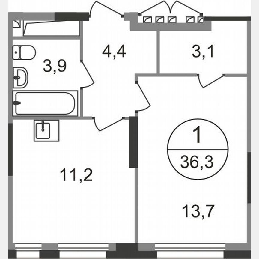 1-к. квартира, 36,3 м², 16/19 эт.