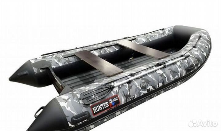 Лодка пвх Хантер 360 А Серый камуфляж