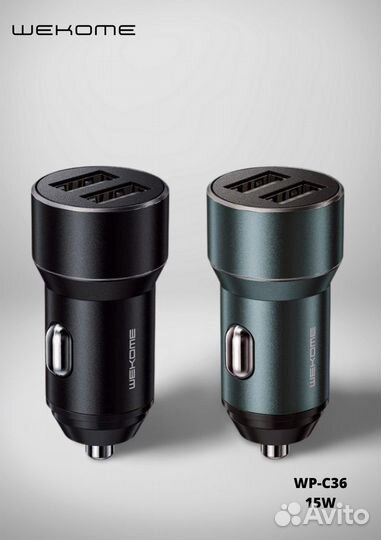 Автомобильное зарядное устройство wekome 15W dual