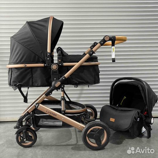 Коляска трансформер 3 в 1 Luxmom 530, чёрный