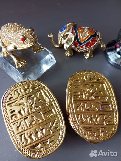 Сувениры из Египта - лягушка-шкатулка, скарабеи