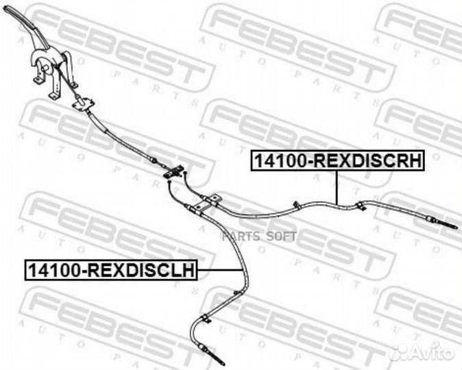 Febest 14100-rexdisclh Трос ручного тормоза левый
