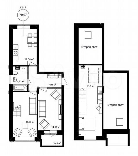 3-к. квартира, 84,6 м², 3/3 эт.