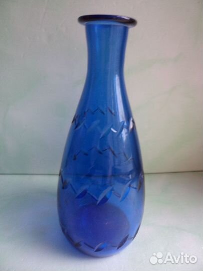Вазочка.Толстое синее стекло