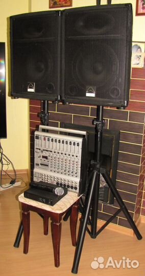 Колонки SVP 1200W Активный микшер Микрофон Штативы