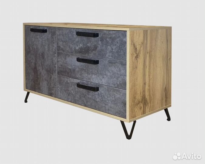 Тумба с ящиками Пируэт 1000 дуб вотан/бетон темный