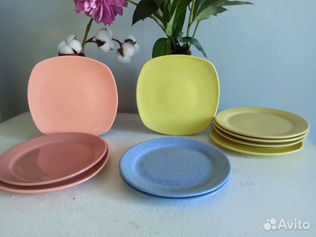Тарелки плоские цветные 12 шт пакетом