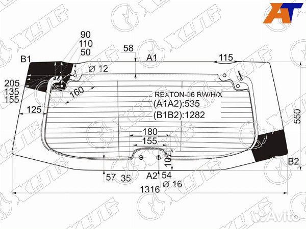 Стекло заднее ssangyong rexton