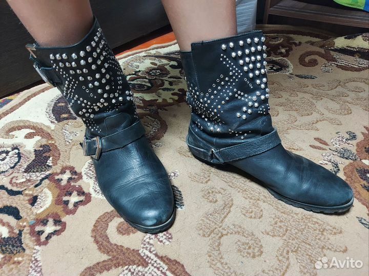 Байкерские ботинки (кожа) 38разм