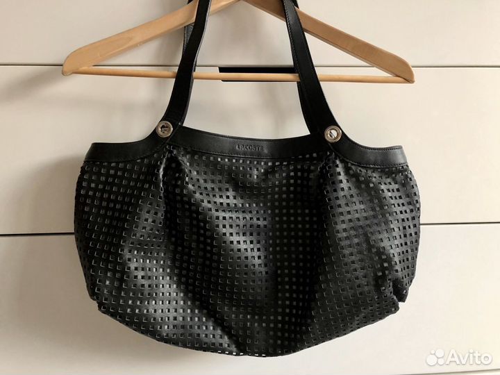 Сумка Lacoste кожаная чёрная