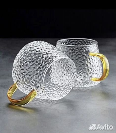 Чайник заварочный и 3 кружки стекло новый набор