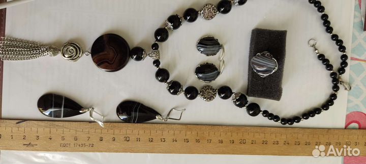 Колье ожерелье из натуральных камней агат