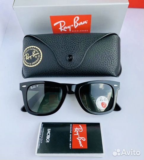 Очки ray ban wayfarer черные polaroid