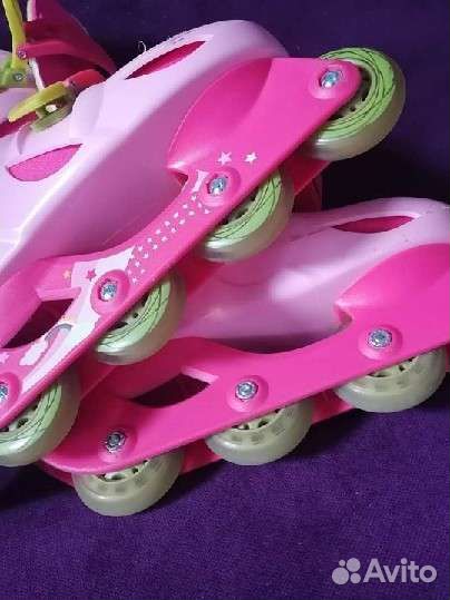 Роликовые коньки раздвижные. Р-р 32-34 и защита