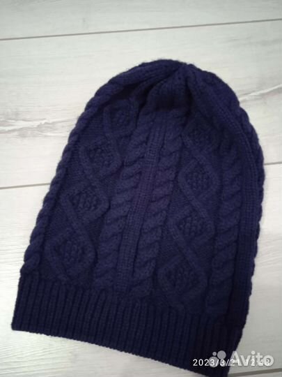 Шапка подрастковая темно синяя новая раз до 55 см