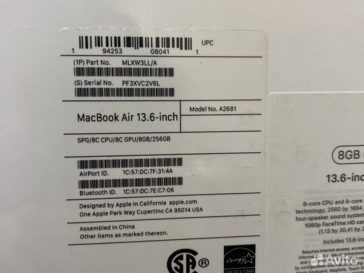 Apple MacBook Air 2022 M2 256gb Midnight новый