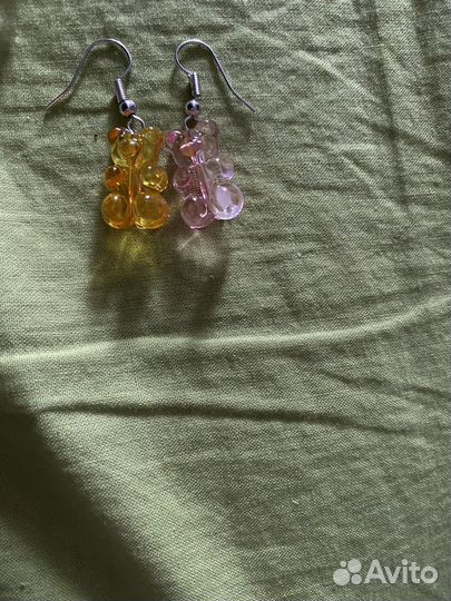 Серьги бидутерия ораньжово - розовые