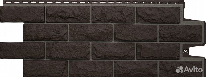Фасадные панели Grand Line Колотый Камень design Шоколадный, шов RAL 7006