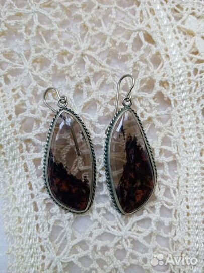 Серьги с обсидианом