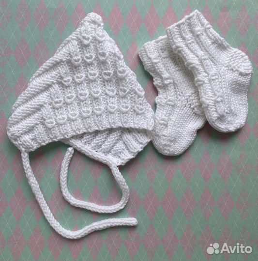 Вязанный чепчик шапочка Эльф из хлопка