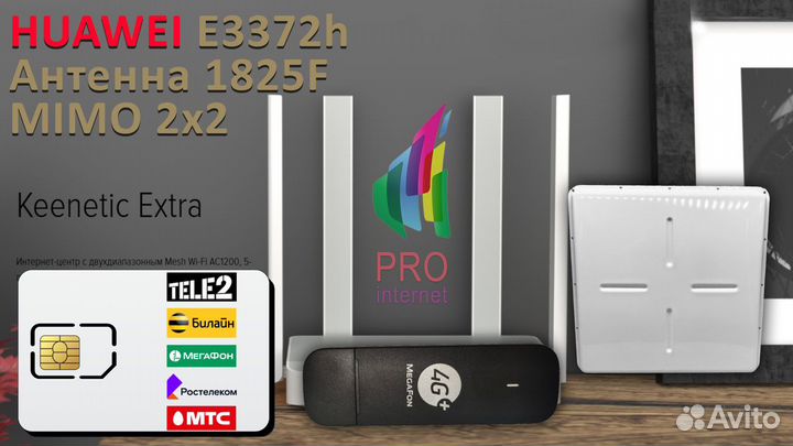 Роутер keenetic Extra huawei E3372 1825F mimo