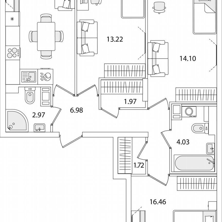 3-к. квартира, 77 м², 3/9 эт.