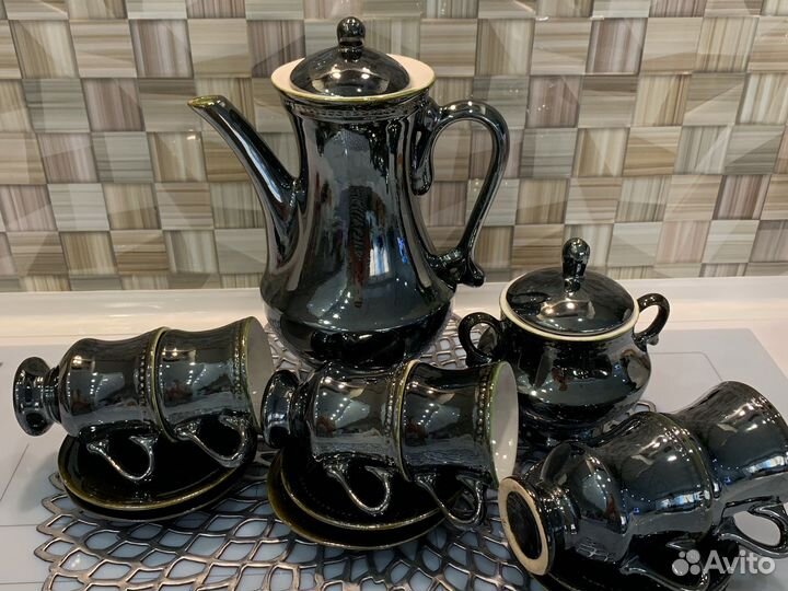 Кофейный сервиз керамика СССР перламутровый