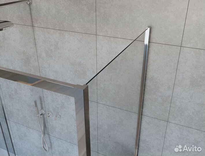 Душевой уголок, хром, стекло шиншилла