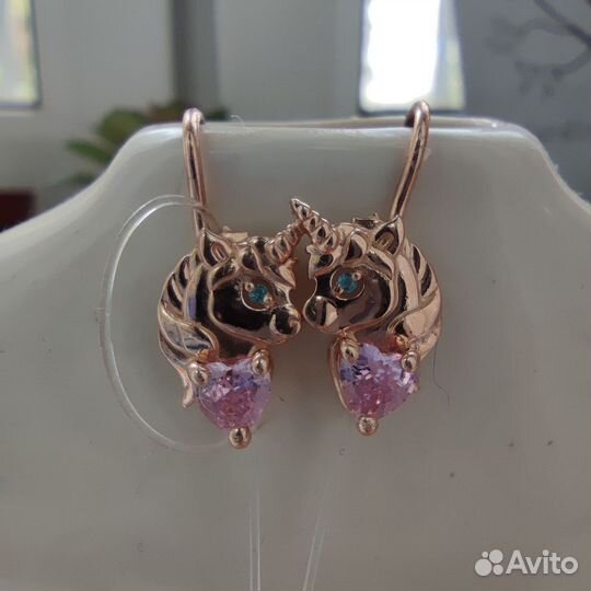 Серьги детские единорог