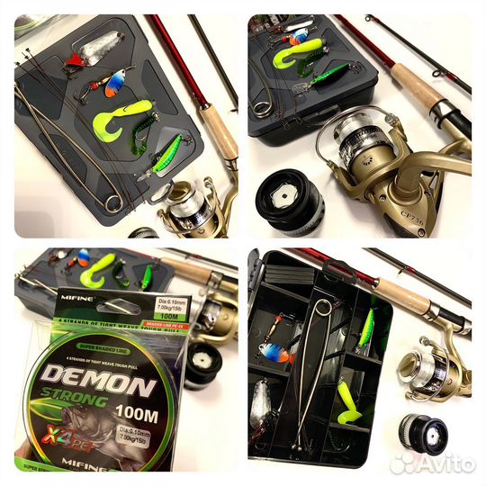 Спиннинг в сборе с катушкой + набор блесен