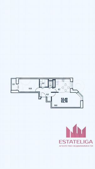 2-к. квартира, 53,7 м², 7/17 эт.