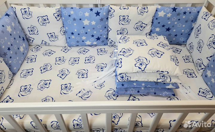 Бортики в детскую кроватку с постельным бельем