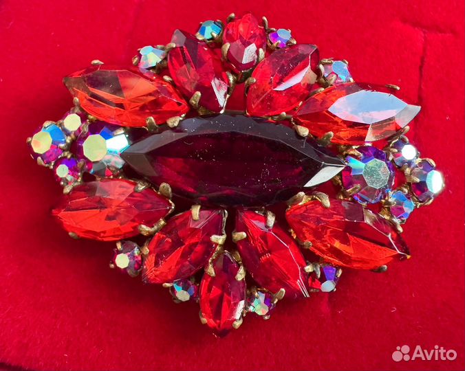 Брошь чешское стекло аврора бореалис СССР винтаж