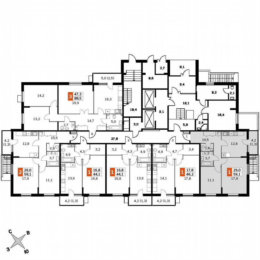 2-к. квартира, 57,8 м², 1/22 эт.