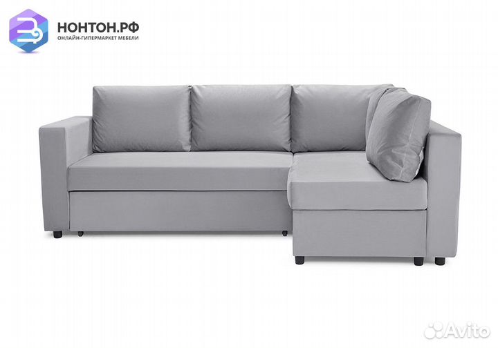 Диван угловой дельфин Мансберг лайт светло-серый