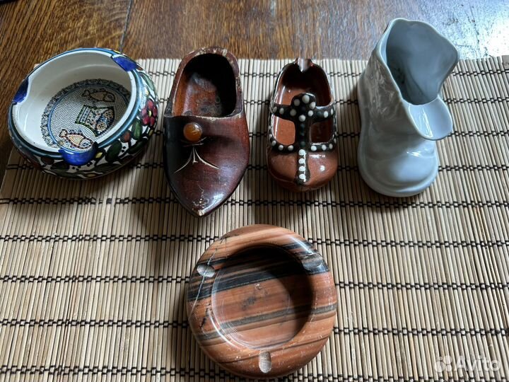 Пепельница ботинок керамика дерево камень