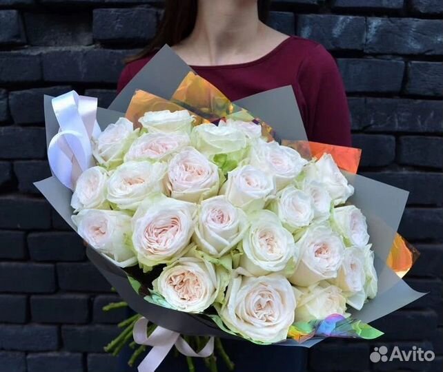 Роза, букет из 29 белой Голландской розы