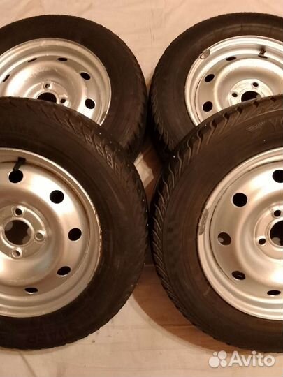 Диски штампованные рено логан R14 с зимними шинами