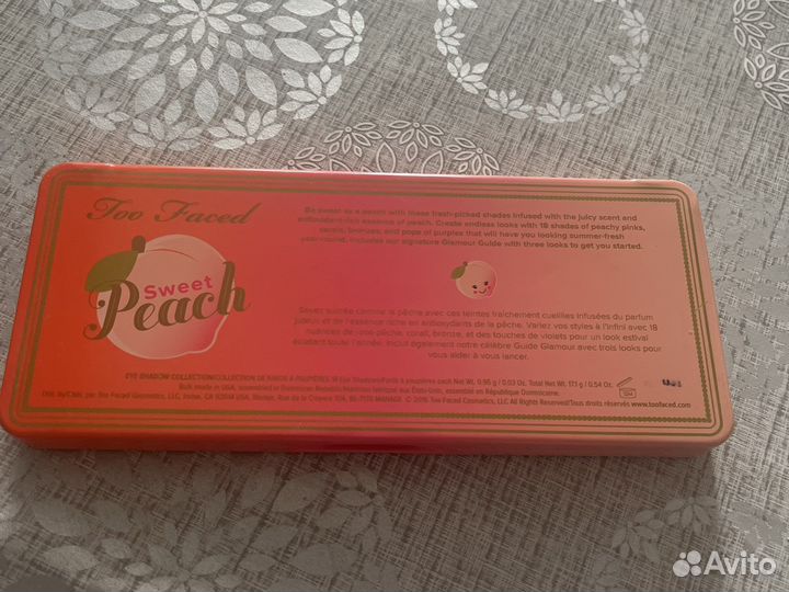 Палетка теней too faced peach