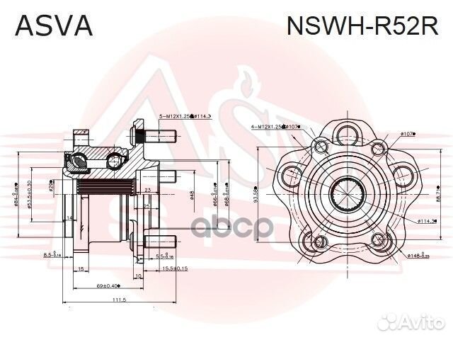 Ступица колеса зад прав/лев nswhr52R asva